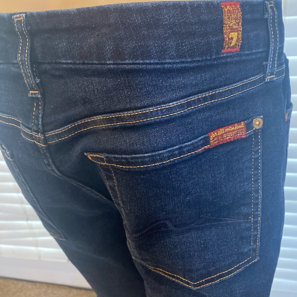 7 For All Mankind Kimmie Bootcut Stretchy Jeans Dark Blue Denim Wash Size 31 EUC - Picture 6 of 7